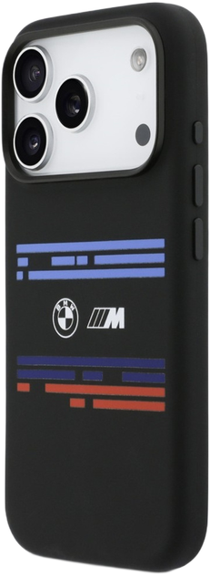 Etui BMW M Silicon Horizontal Line MagSafe do Apple iPhone 17 Pro Black (BMHMP17L25SHOTSK) - obraz 2