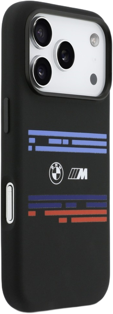Etui BMW M Silicon Horizontal Line MagSafe do Apple iPhone 17 Pro Black (BMHMP17L25SHOTSK) - obraz 4