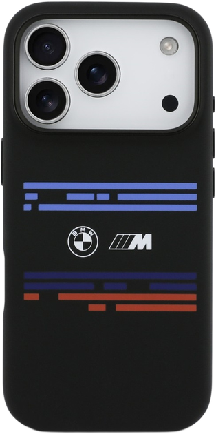 Etui BMW M Silicon Horizontal Line MagSafe do Apple iPhone 17 Pro Max Black (BMHMP17X25SHOTSK) - obraz 3