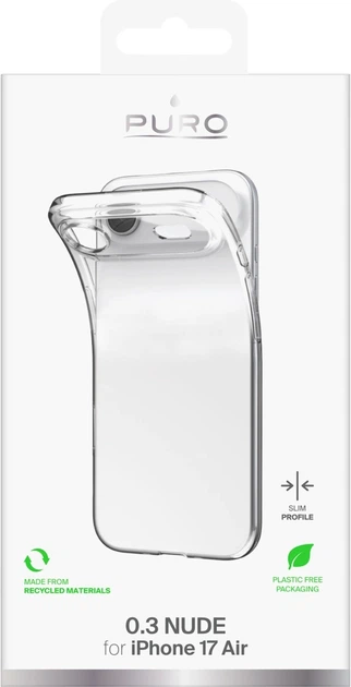 Панель Puro 0.3 Nude Ultra-Slim TPU Case для Apple iPhone 17 Air Transparent (PUIPC176603NUDETR) - зображення 2