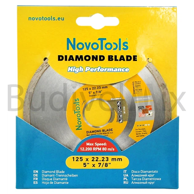 Диск алмазний відрізний NovoTools Standart 125x5x22,23 мм суцільний - Фото 1 Диск алмазний відрізний NovoTools Standart 125x5x22,23 мм суцільний - изображение 1