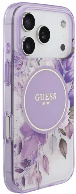 Etui Guess IML Flower & Tonal Circle MagSafe do Apple iPhone 17 Pro Purple (3666339525217) - obraz 4
