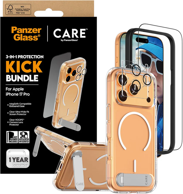 Etui PanzerGlass Kick Bundle MagSafe 3in1 do Apple iPhone 17 Pro Transparent (5715685027352) - obraz 3