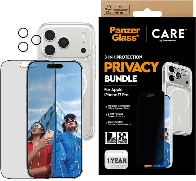 Панель PanzerGlass Flagship Privacy MagSafe 3in1 для Apple iPhone 17 Pro Transparent (5715685027437) - зображення 4