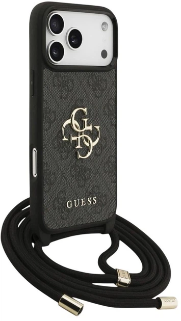 Etui Guess 4G Big Logo Cord Stap Crossbody do Apple iPhone 17 Pro Max Black (3666339526764) - obraz 3