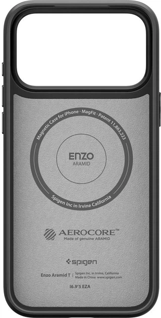 Панель Spigen Enzo Aramid "T" MagSafe Case для Apple iPhone 17 Pro Max Black (ACS09906) - зображення 3