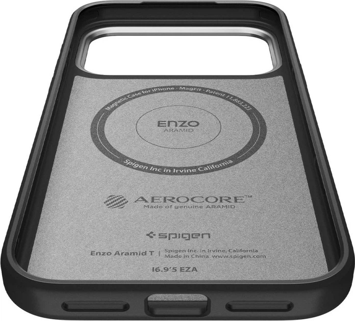 Панель Spigen Enzo Aramid "T" MagSafe Case для Apple iPhone 17 Pro Black-Silver (ACS09958) - зображення 9