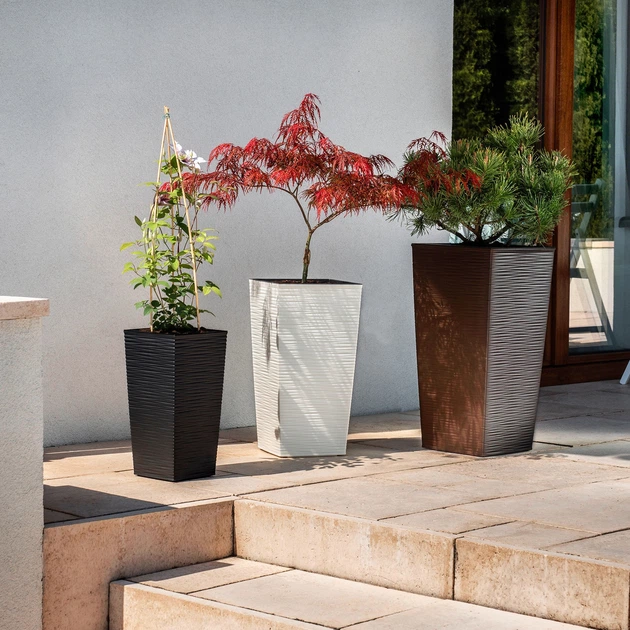 Квіткові горщики зі вставкою Kadax Tuluza K8062 25 см + 30 см + 35 см Чорні - зображення 4