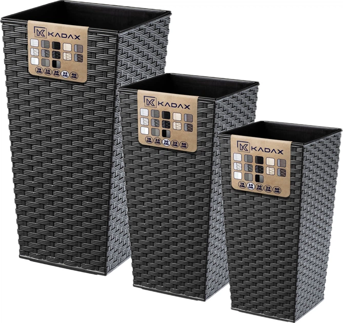 Donice na kwiaty z wkładem Kadax Pesaro K8058 25 cm + 30 cm + 35 cm Grafit - obraz 3