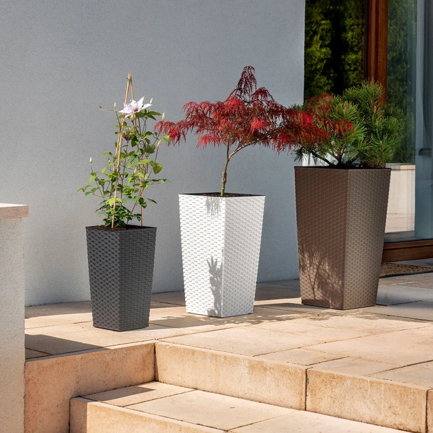 Donice na kwiaty z wkładem Kadax Pesaro K8058 25 cm + 30 cm + 35 cm Grafit - obraz 5