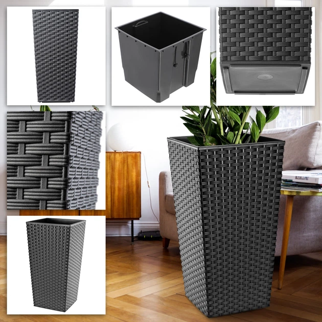 Donice na kwiaty z wkładem Kadax Pesaro K8058 25 cm + 30 cm + 35 cm Grafit - obraz 7