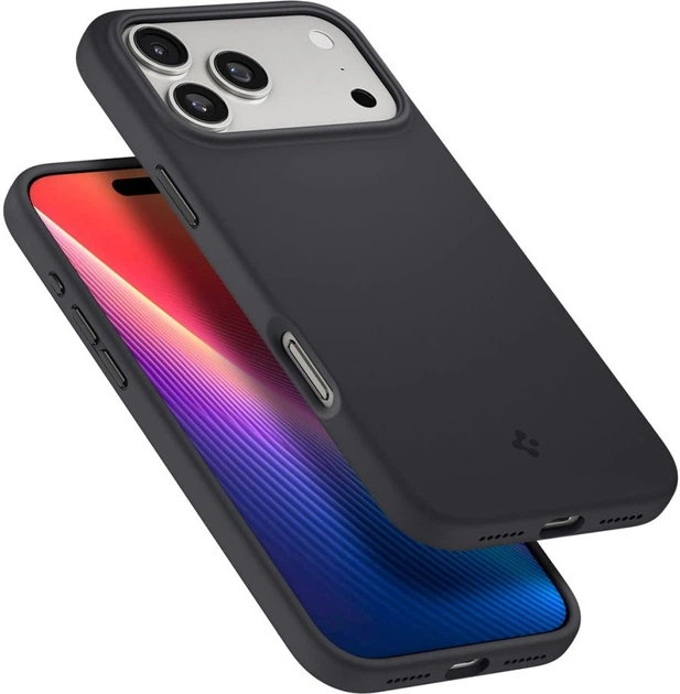Etui plecki Spigen Silicone Fit MagSafe Case do Apple iPhone 17 Pro Black (ACS10335) - obraz 8