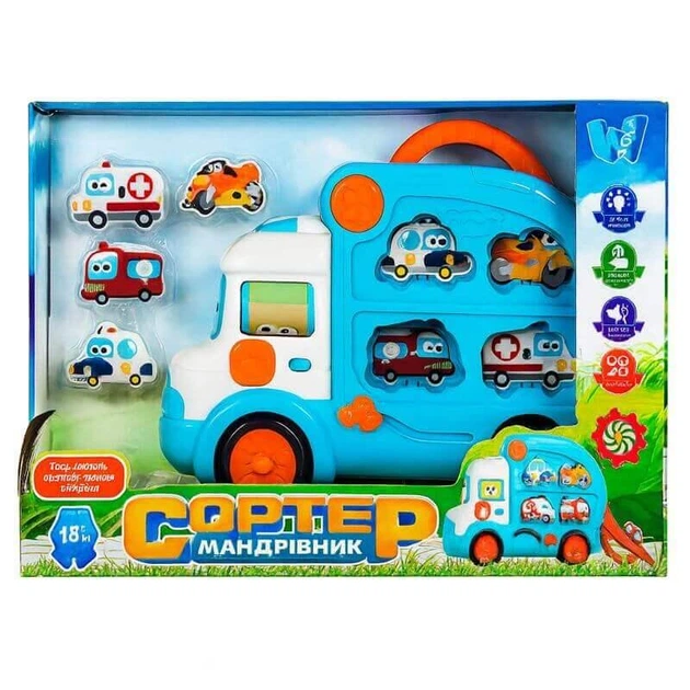 Іграшковий автобус-сортер Wtoys 66648 — музичний мандрівник з українським озвучуванням, підсвічуванням і машинками - зображення 8