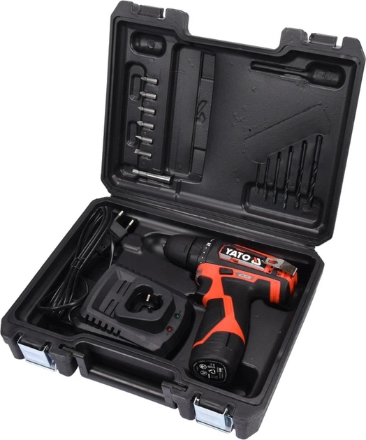 Wiertarko-wkrętarka YATO 12 V z bitami akumulator 2 Ah (YT-82901) - obraz 3