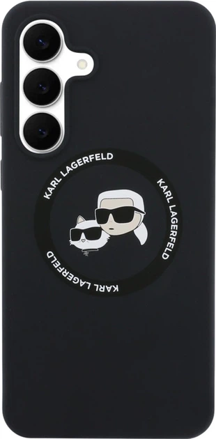 Панель Karl Lagerfeld Silicone Karl&Choupette Heads MagSafe для Samsung Galaxy S25 FE Black (KLHMS25FESKCHTCK) - зображення 3