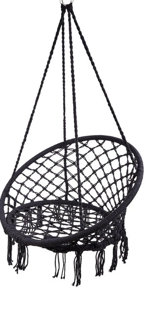 Садова гойдалка KIK LUARO гніздо лелеки зі спинкою та подушкою Чорна KX7630_1 (5903039728356) - зображення 2