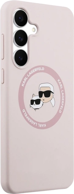 Etui plecki Karl Lagerfeld Silicone Karl&Choupette Heads MagSafe do Samsung Galaxy S25 FE Pink (KLHMS25FESKCHTCK) - obraz 4