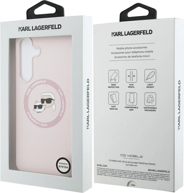 Etui plecki Karl Lagerfeld Silicone Karl&Choupette Heads MagSafe do Samsung Galaxy S25 FE Pink (KLHMS25FESKCHTCK) - obraz 8