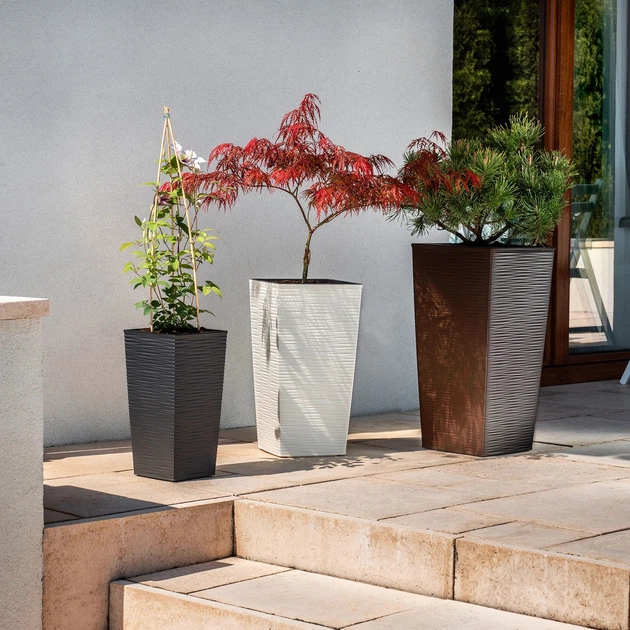 Donice na kwiaty z wkładem Kadax Tuluza K8063 25 cm + 30 cm + 35 cm Grafit - obraz 4