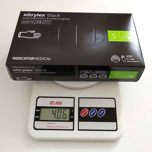 Нітрилові рукавички Nitrylex®, щільність 3.7 г. - PF Black - Чорні (100 шт) S (6-7) - изображение 2