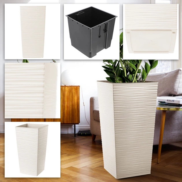 Donice na kwiaty z wkładem Kadax Tuluza K8064 25 cm + 30 cm + 35 cm Kremowe - obraz 7