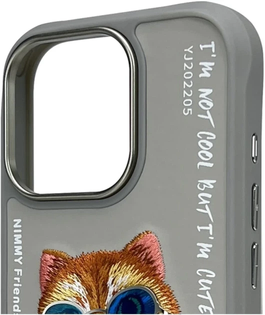Etui plecki Nimmy Glasses Cool Cat do Apple iPhone 16 Pro Grey (6971080319372) - obraz 4