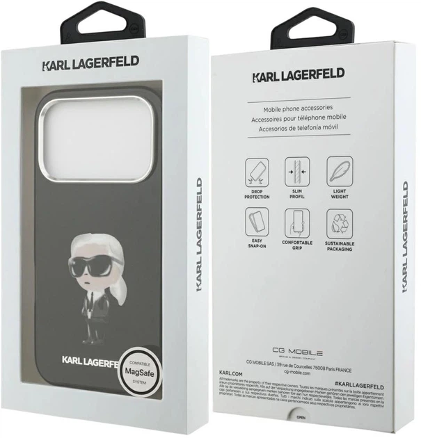 Панель Karl Lagerfeld IML Aquarelle Karl & Logo MagSafe для Apple iPhone 17 Pro Black (3666339531676) - зображення 8
