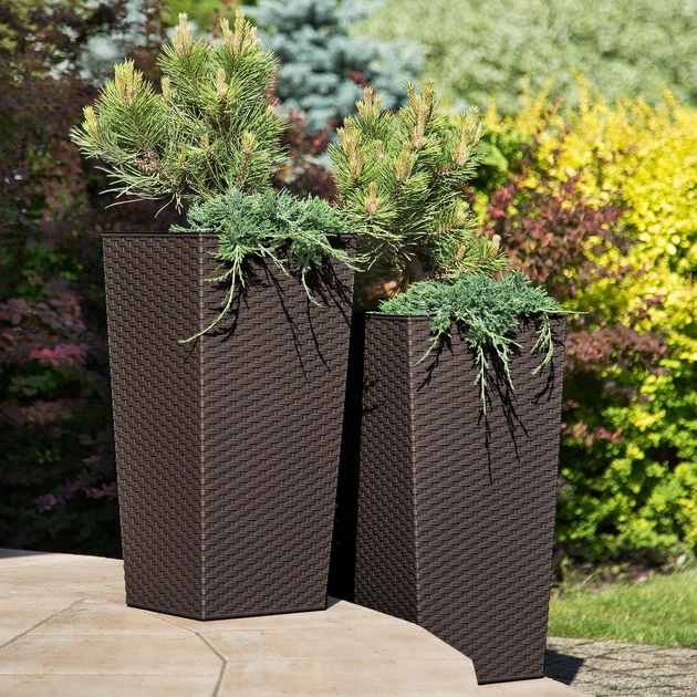 Donice na kwiaty z wkładem Kadax Pesaro K8060 25 cm + 30 cm + 35 cm Mokka - obraz 4