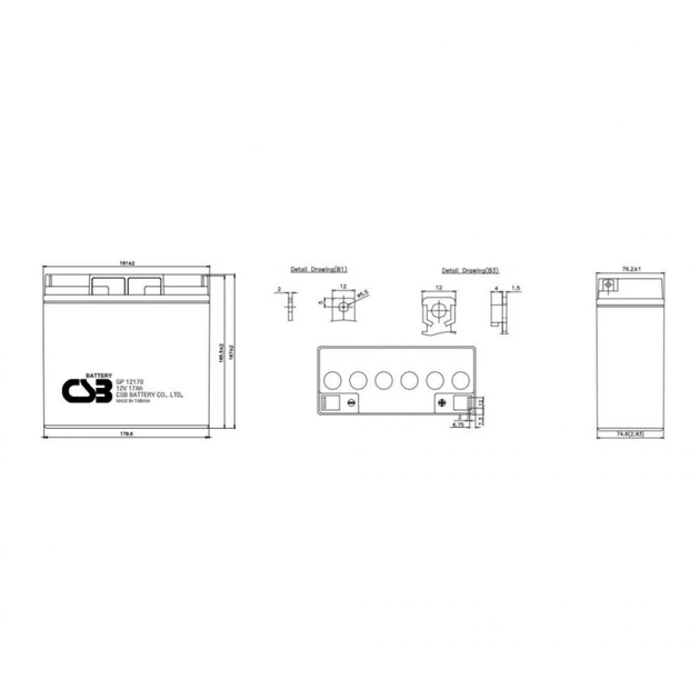Батарея до ДБЖ CSB 12В 17 Ач (GP12170) (341649) - зображення 2