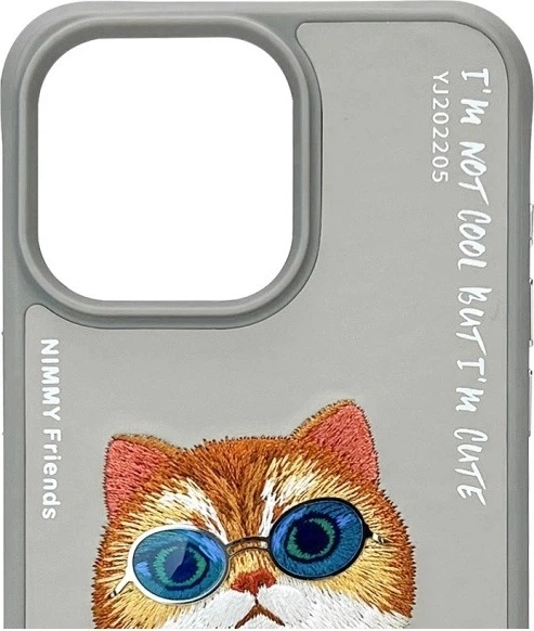 Etui plecki Nimmy Glasses Cool Cat do Apple iPhone 15 Pro Grey (6971080310904) - obraz 3