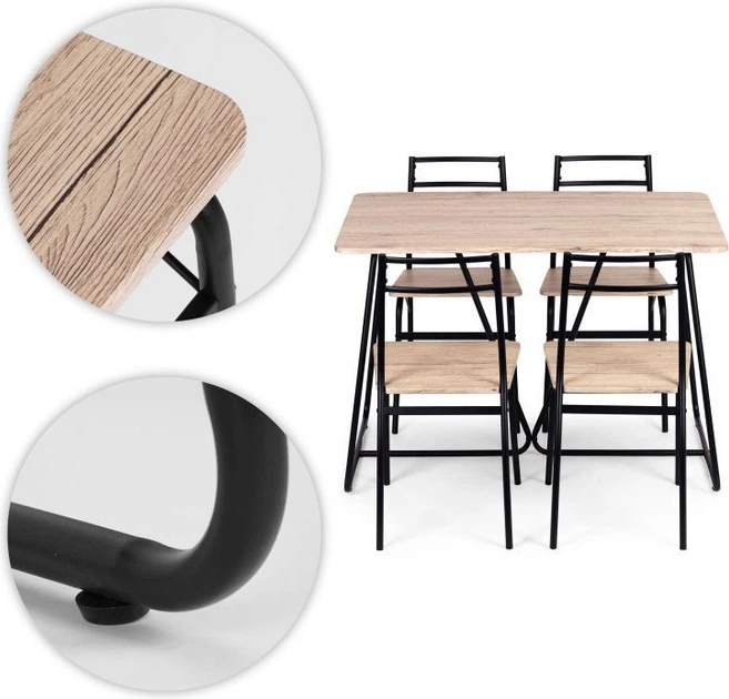 Zestaw mebli ModernHome by Multistore stół do jadalni 110 x 70 cm, 4 krzesła (PARIS-W) - obraz 6