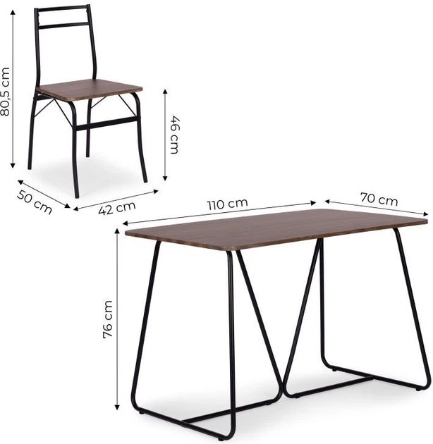 Zestaw mebli ModernHome by Multistore stół do jadalni 110 x 70 cm, 4 krzesła (PARIS-WD) - obraz 7