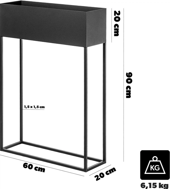 Квітник з горщиком Kadax 60x90 см Чорний (K10702) - зображення 7