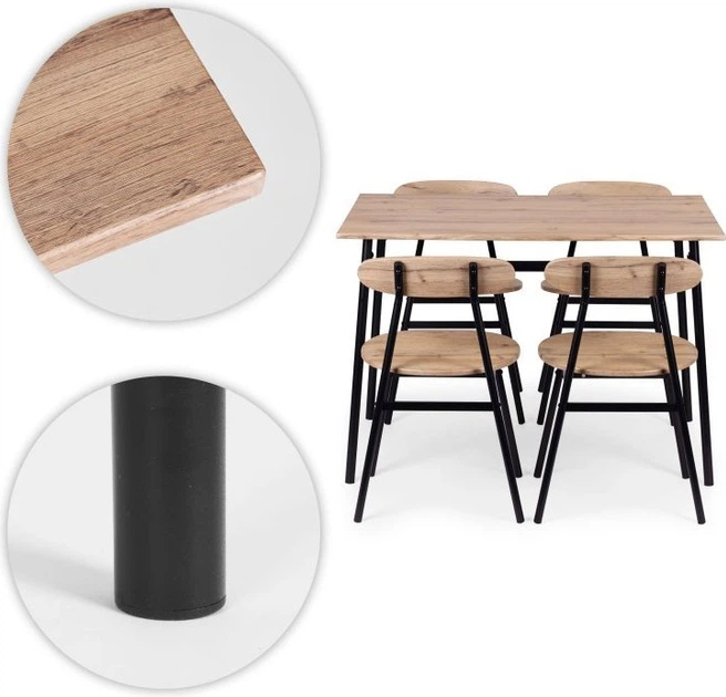 Zestaw mebli ModernHome by Multistore stół do jadalni 110 x 70 cm, 4 krzesła (OSLO-O) - obraz 7
