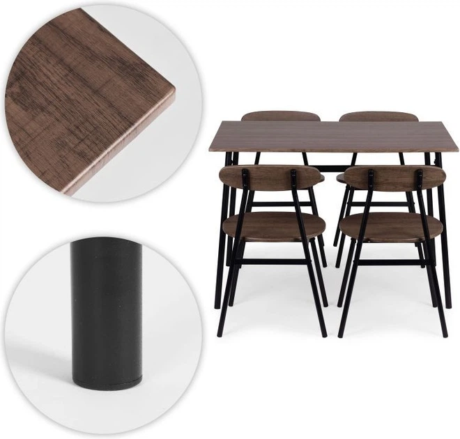 Zestaw mebli ModernHome by Multistore stół do jadalni 110 x 70 cm, 4 krzesła (OSLO-WD) - obraz 6