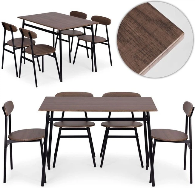 Zestaw mebli ModernHome by Multistore stół do jadalni 110 x 70 cm, 4 krzesła (OSLO-WD) - obraz 7