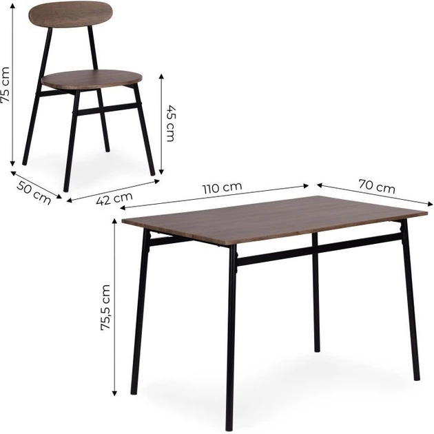 Zestaw mebli ModernHome by Multistore stół do jadalni 110 x 70 cm, 4 krzesła (OSLO-WD) - obraz 10