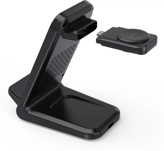 Бездротовий зарядний пристрій Choetech 3-в-1 15W Black (T608-F) - зображення 3