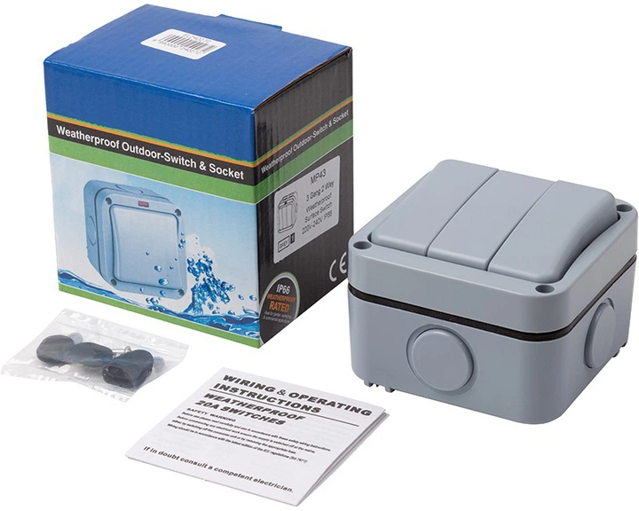 Всепогодний вимикач HiSmart 3 вимикачі IP66 EU (EL240272) - зображення 4