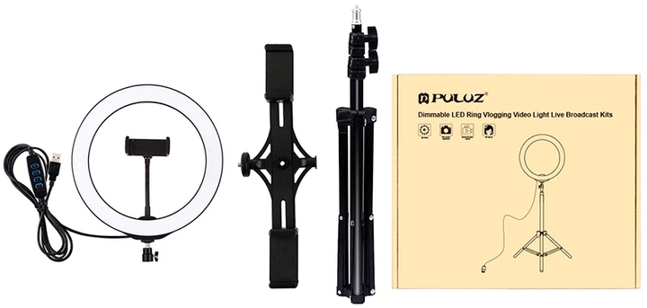 Lampa pierścieniowa LED Puluz PKT3053B 10" + statyw 1.1 m - obraz 2