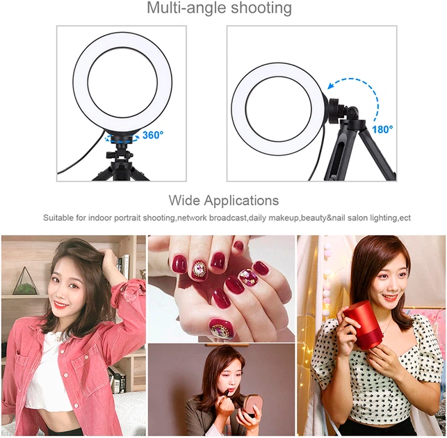 Lampa pierścieniowa LED Puluz PKT3058B 4.7" + statyw 12 cm - obraz 6