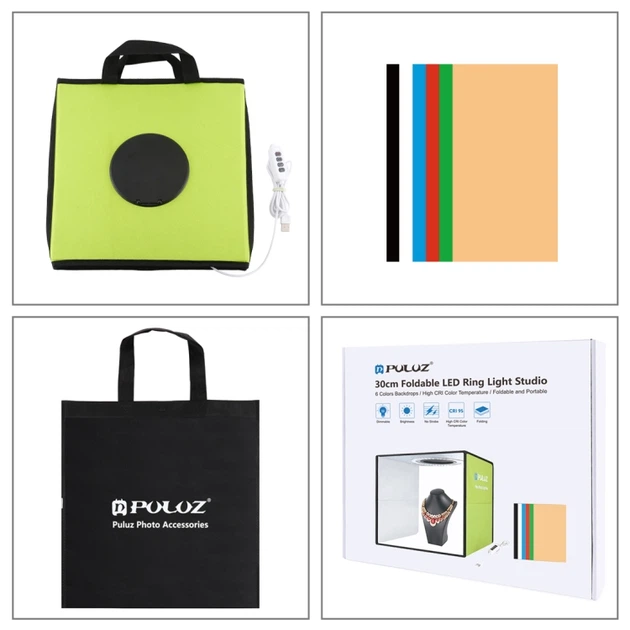 Лайткуб (фотобокс) для предметної зйомки Puluz PU5032 30x30x30 см Зелений (PU5032G) - зображення 4