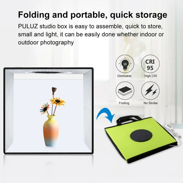 Лайткуб (фотобокс) для предметної зйомки Puluz PU5032 30x30x30 см Зелений (PU5032G) - зображення 7
