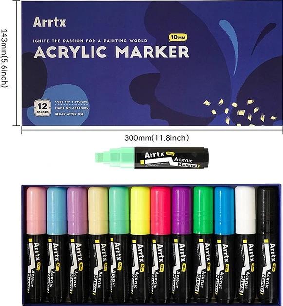 Markery Arrtx Akrylowe AACM-0510-12A 12 kolorów (LC303274) - obraz 2