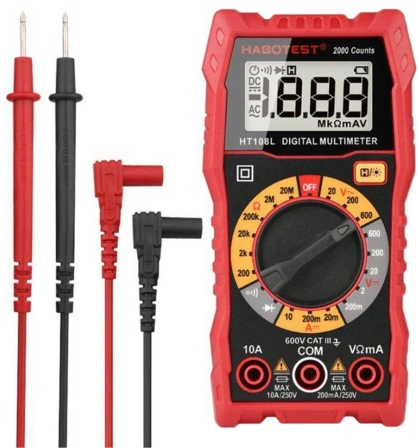 Мультиметр HABOTEST DC600В/10A, AC600В (HT108L) - зображення 4