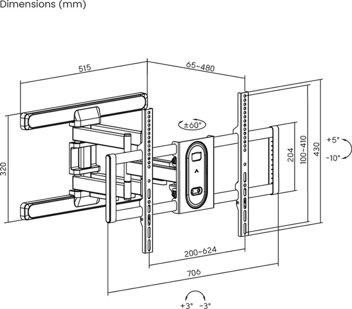 Настінне кріплення HiSmart для телевізора 37"-86" (HS083960) - зображення 3