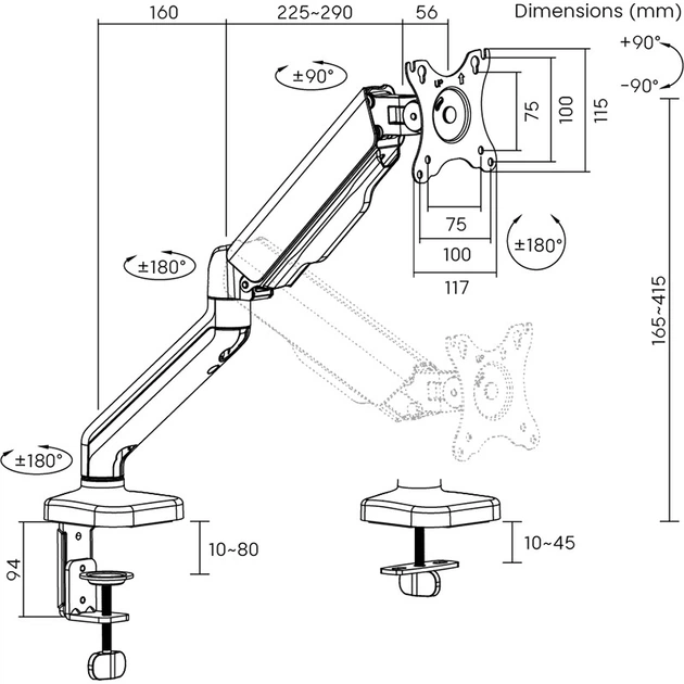 Настільне кріплення HiSmart для монітора 17"-32" (HS083168) - зображення 4