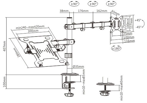 Настільне кріплення HiSmart для монітора 17-32" та ноутбука (HS082413) - зображення 3