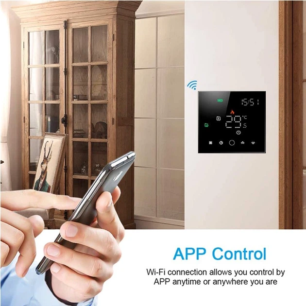 Programowalny termostat Tuya Wi-Fi Black (HS082062) - obraz 7