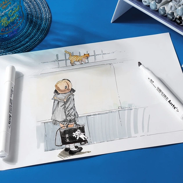 Markery alkoholowe Arrtx Alp ASM-02GY 32 kolory odcienie szarości (LC302277) - obraz 5